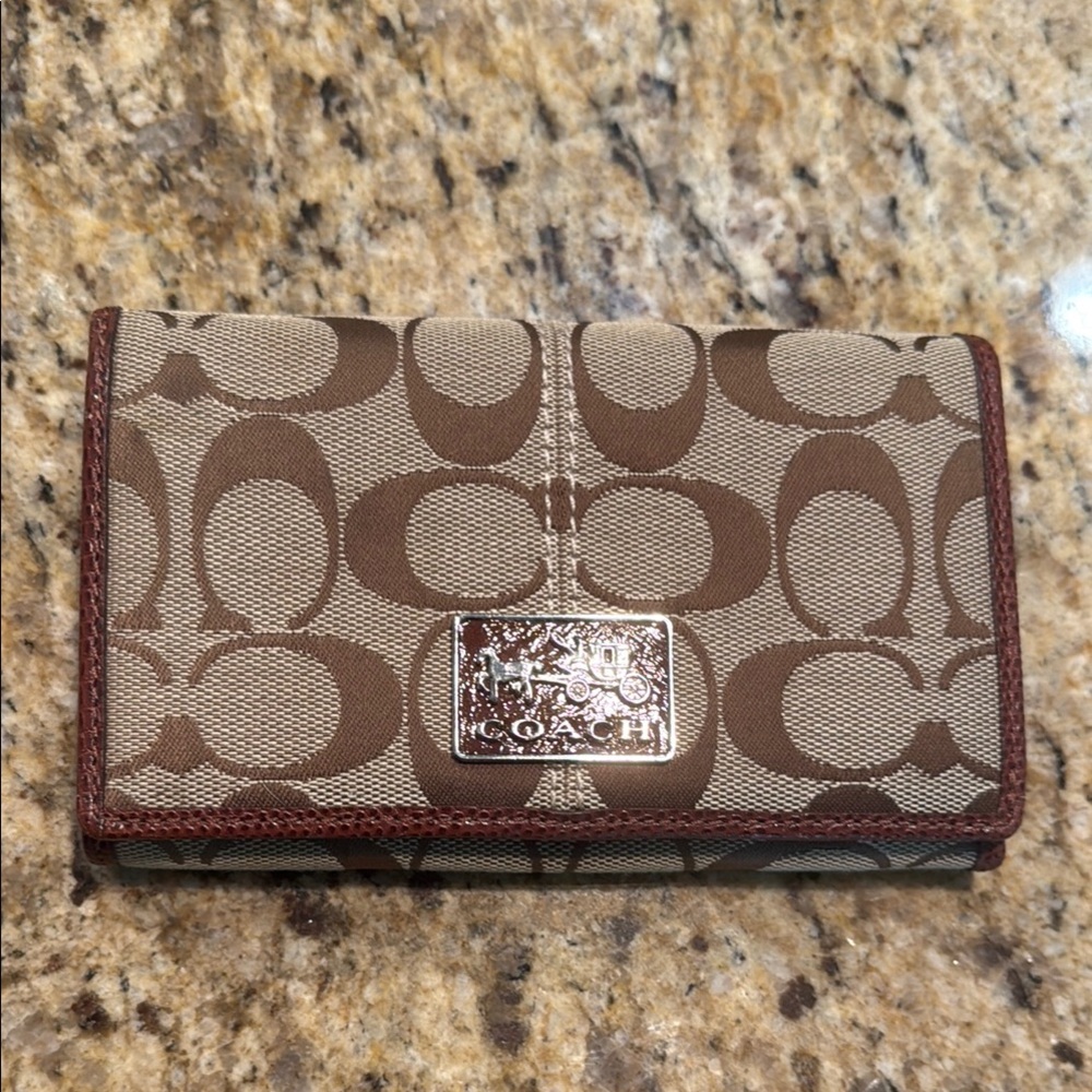 Coach Tan and Brown Signature Wallet
